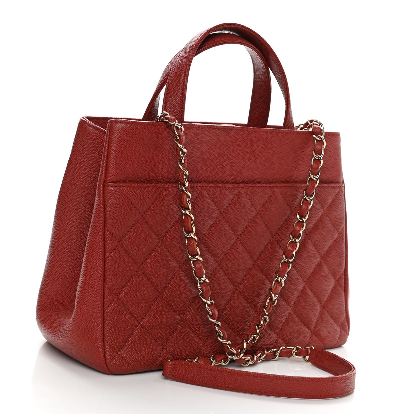 Caviar Quilted Small Business Affinity Shopping Bag Red