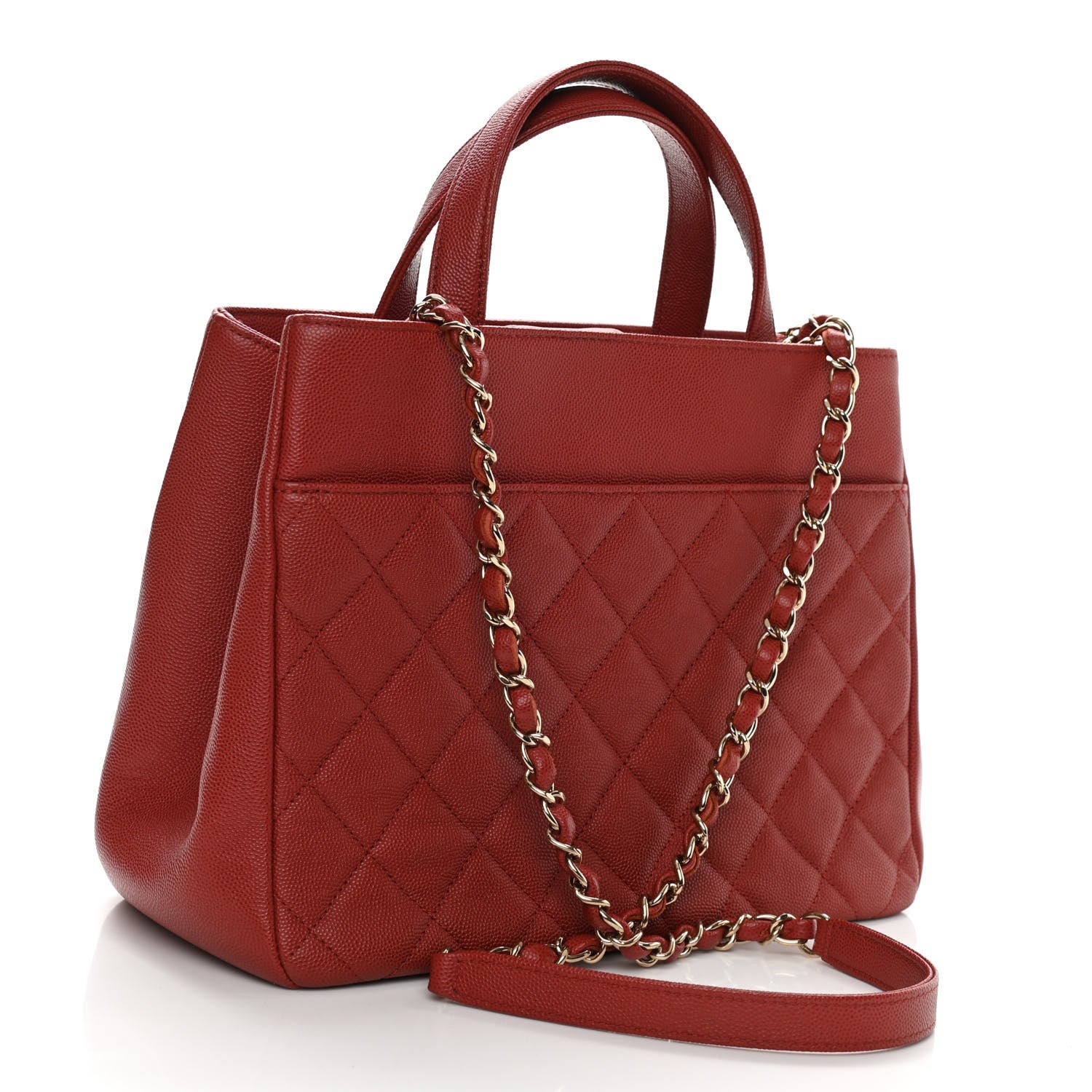 Chanel Caviar Quilted Small Business Affinity Shopping Bag Red 3 of 11