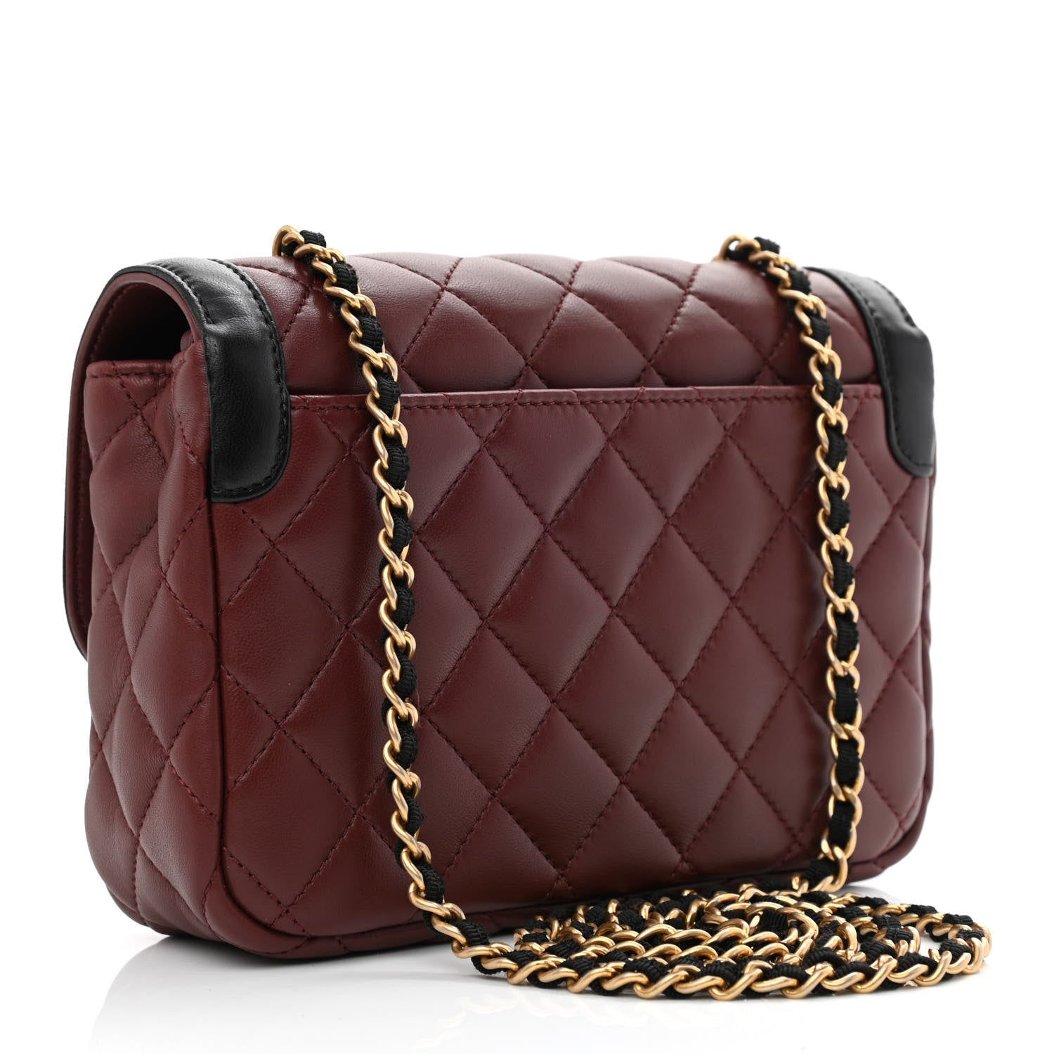 Chanel Lambskin Quilted Mini Two Tone Day Flap Burgundy 3 of 10