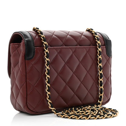 Chanel Lambskin Quilted Mini Two Tone Day Flap Burgundy 3 of 10