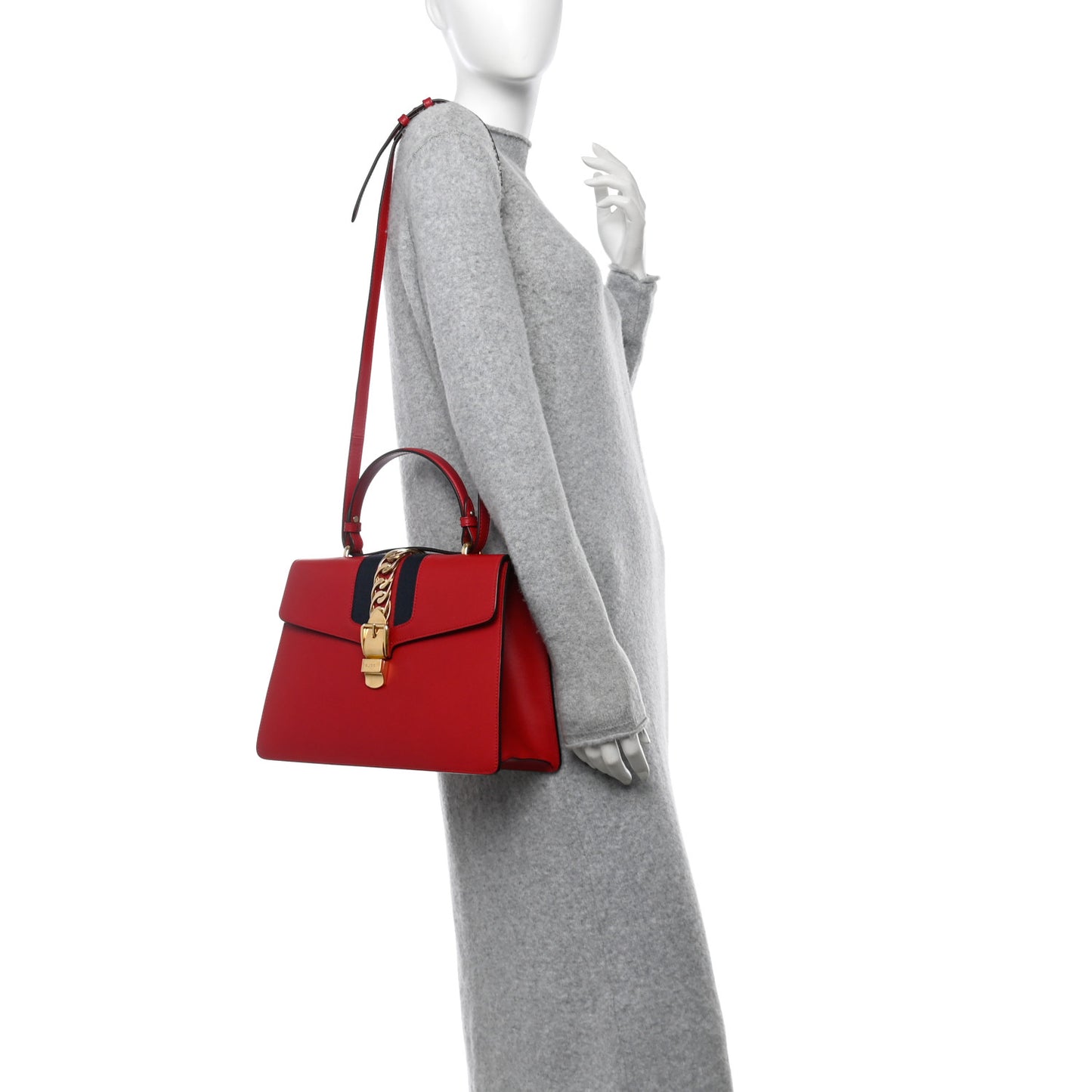 Calfskin Medium Sylvie Top Handle Bag Hibiscus Red