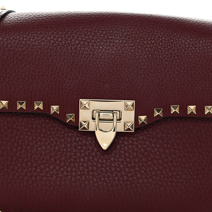 Valentino Garavani Pebbled Calfskin Medium Rockstud Flap Saddle Bag Rubino 7 of 10