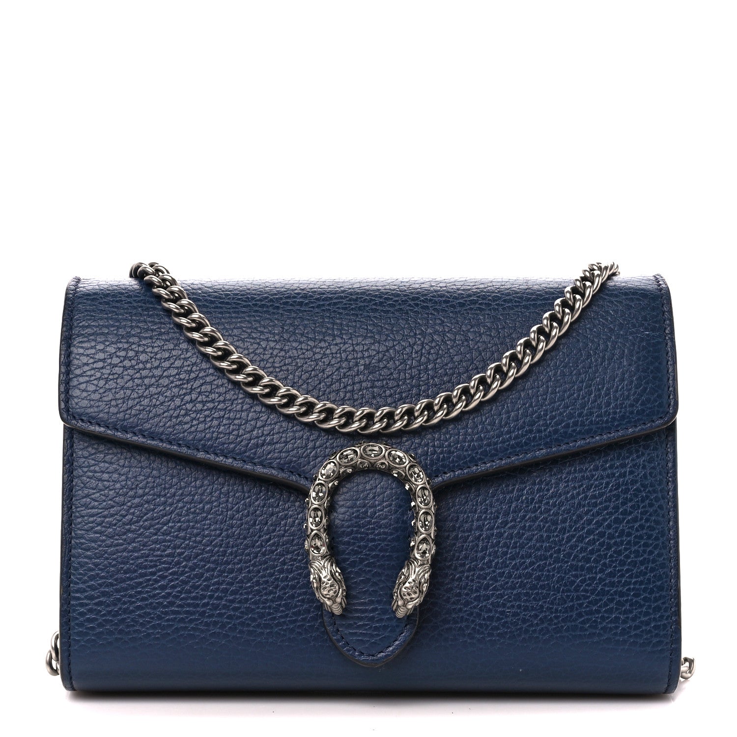 Gucci Dollar Calfskin Crystal Mini Dionysus Chain Wallet Blue Agata Black Diamond 1 of 12