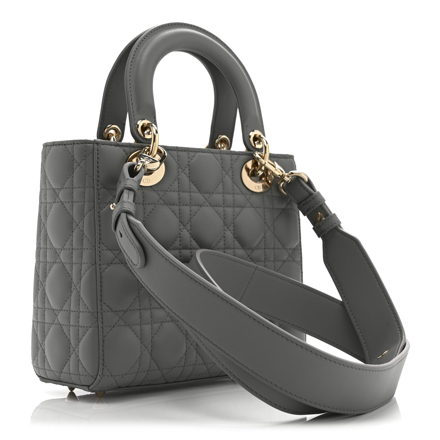 Christian Dior Lambskin Cannage Small My ABCDior Lady Dior Grey 3 of 10