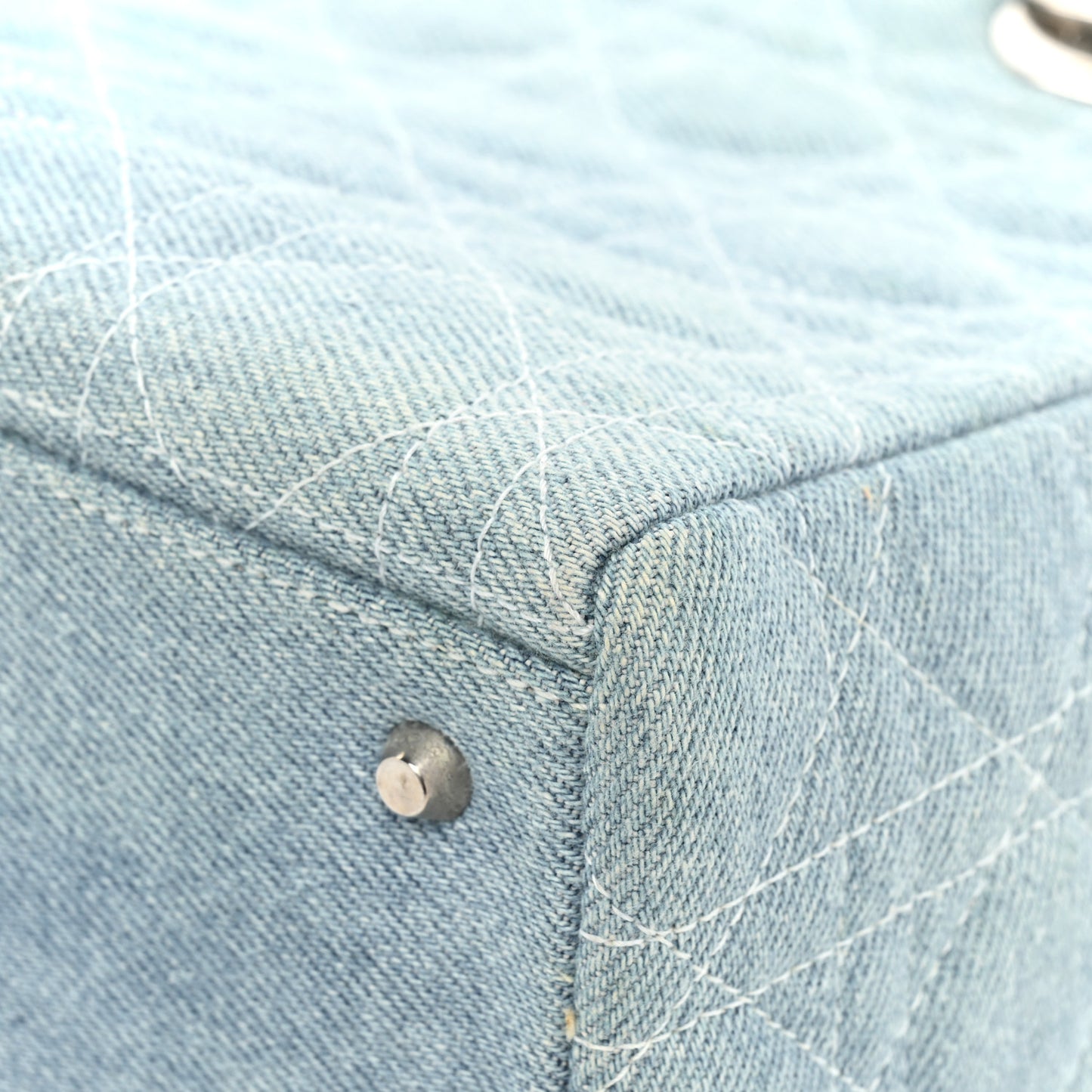 Denim Cannage Medium Lady Dior Light Blue
