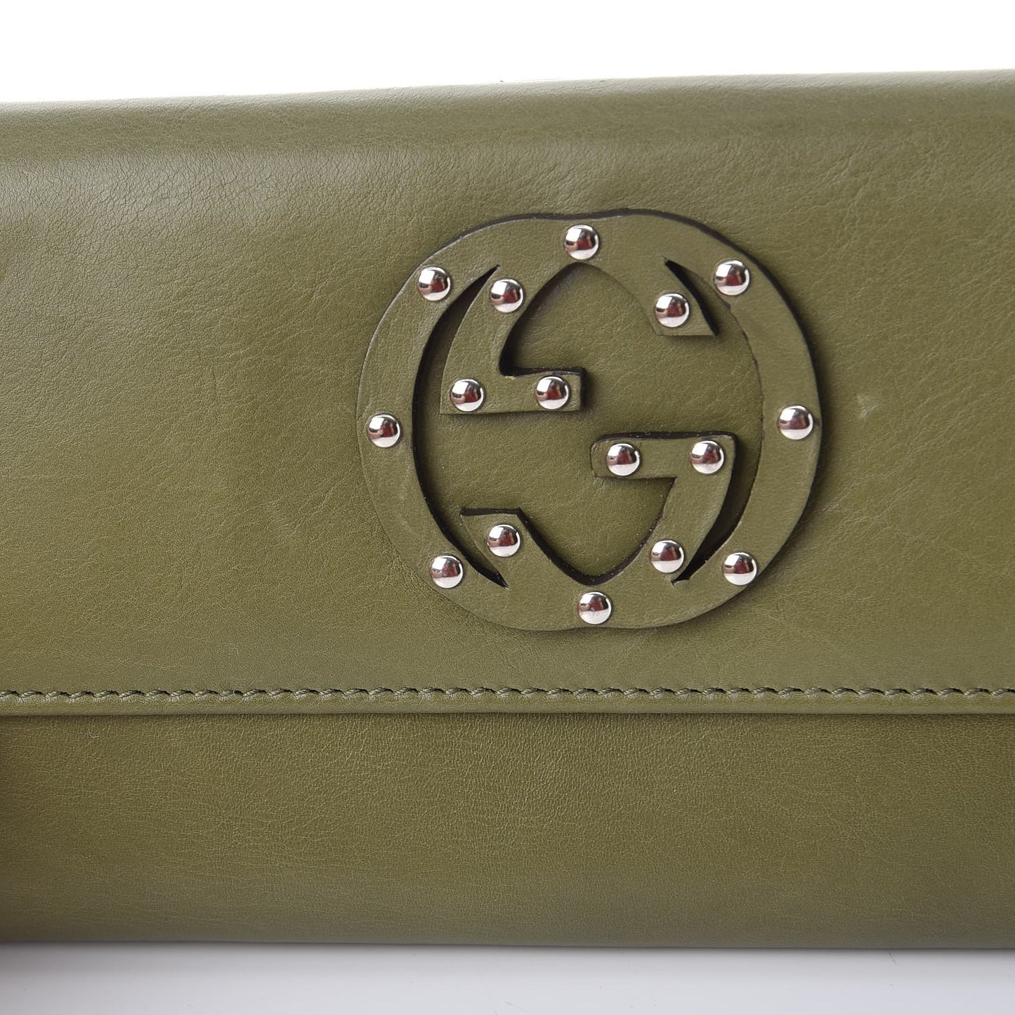 Calfskin Studded Blondie Continental Wallet Green