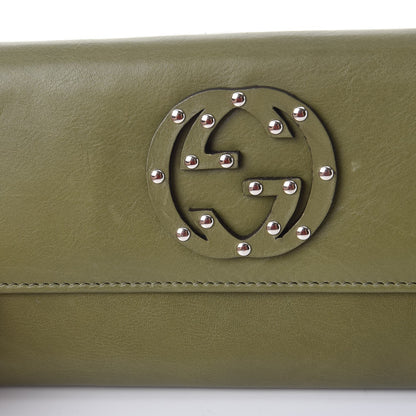 Gucci Calfskin Studded Blondie Continental Wallet Green 11 of 12