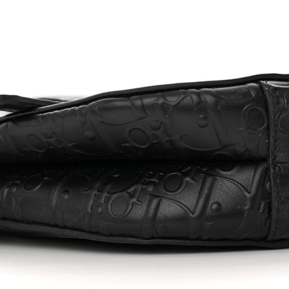 Christian Dior Calfskin Embossed Oblique Saddle Bag Black 10 of 16