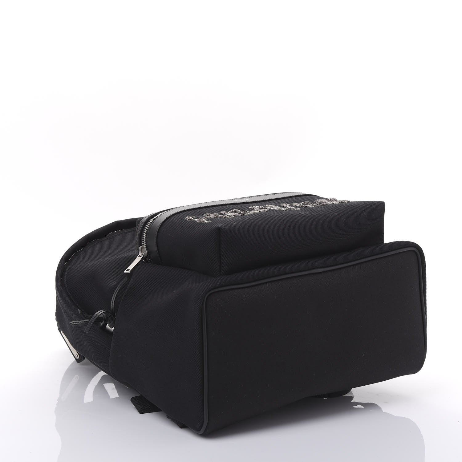 Saint Laurent Canvas Signature Heaven Embroidered City Backpack Black 3 of 10