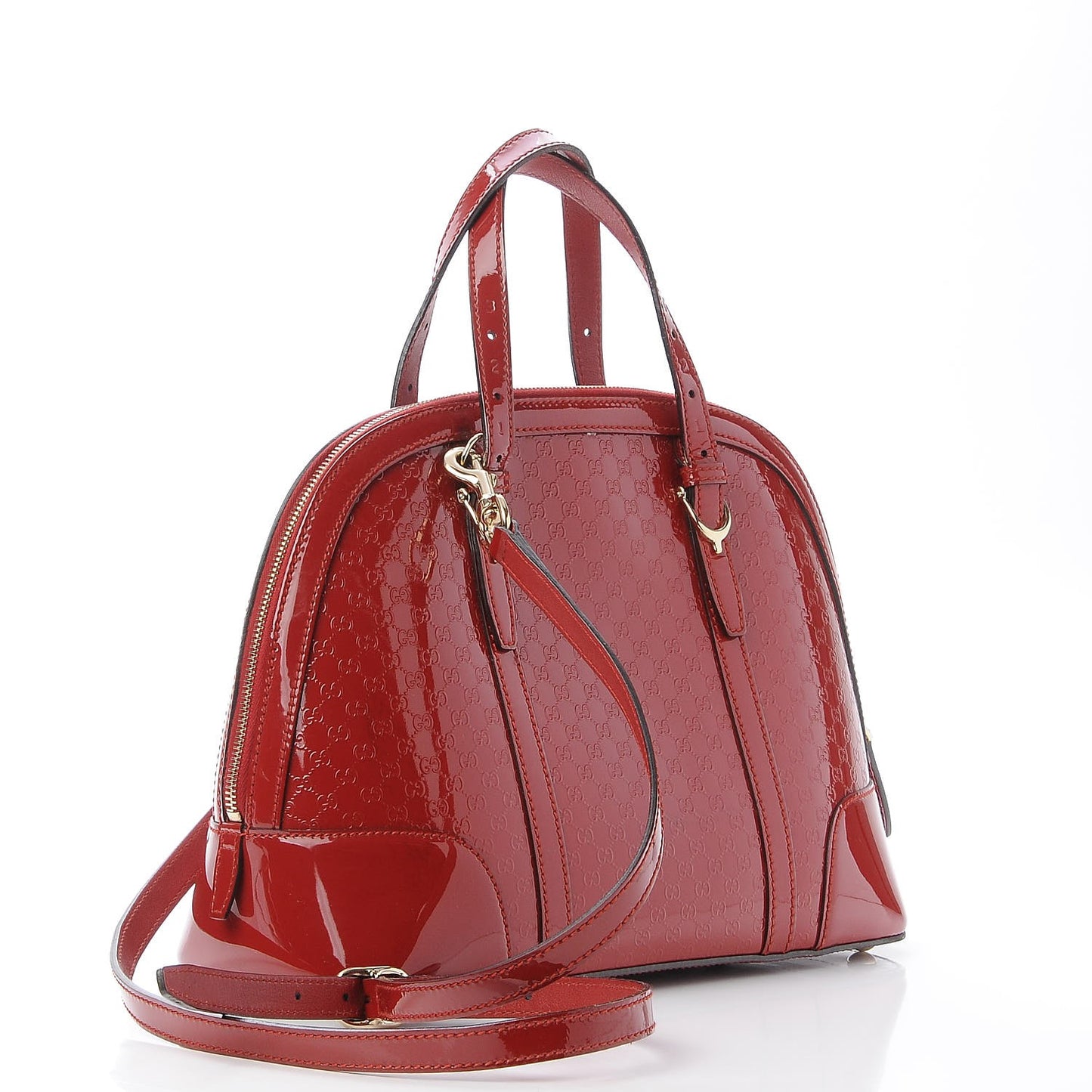 Patent Microguccissima Small Nice Top Handle Dome Bag Rose Bed