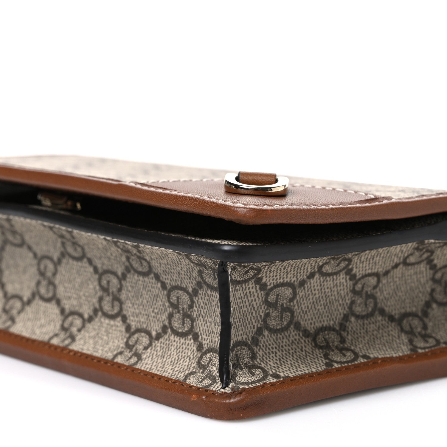 Gucci GG Emblem Monogram Wallet With Strap Beige Brown 10 of 10