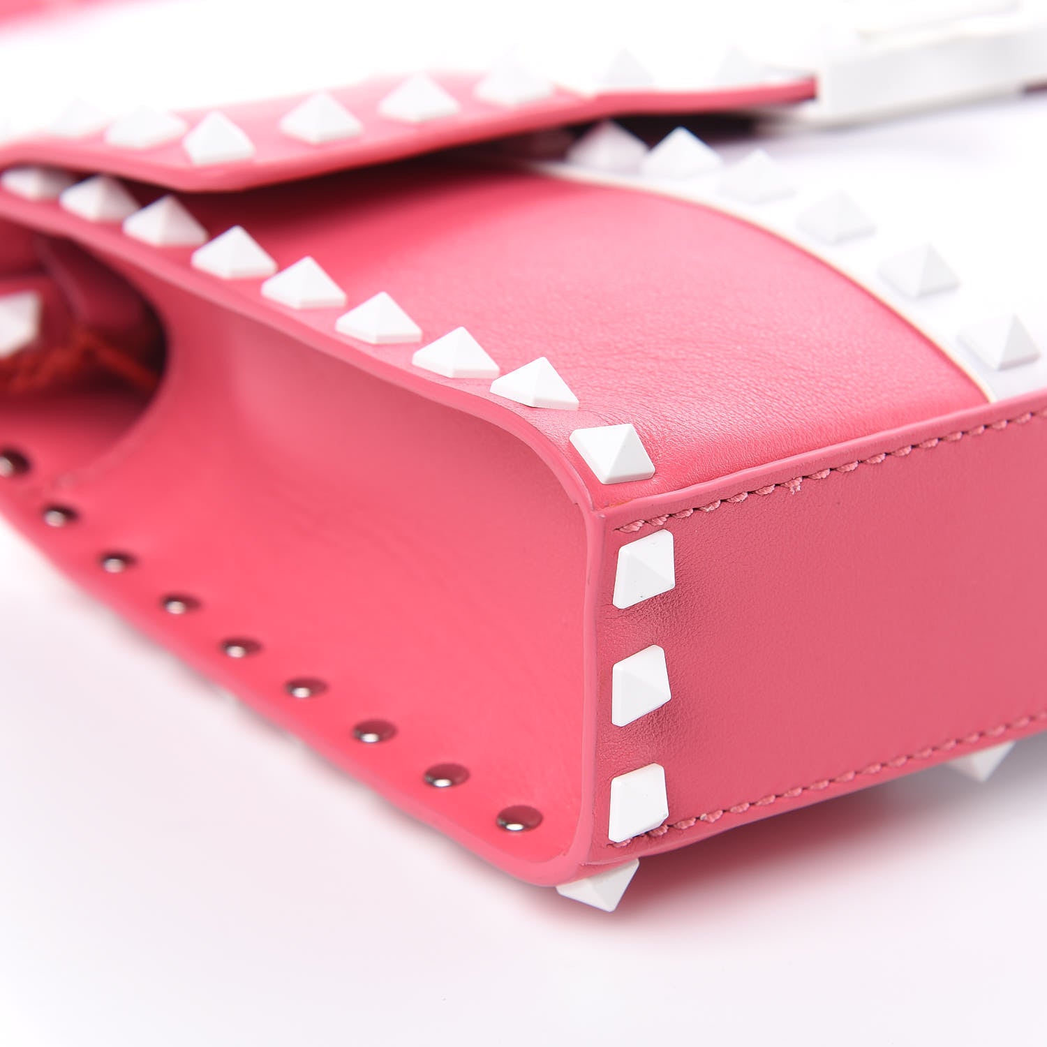 Valentino Garavani Vitello Colorblock Medium Free Rockstud Flip Lock Crossbody Bag Shadow Pink Optic White 7 of 10