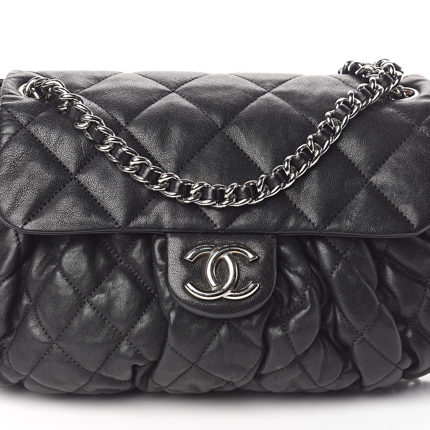 Chanel Washed Lambskin Quilted Medium Chain Around Messenger Black 8 of 10