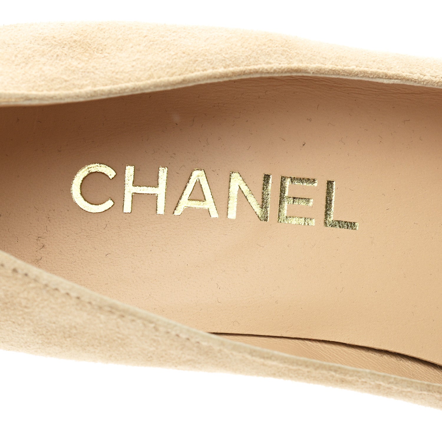 Chanel Suede Calfskin Grosgrain Cap Toe Chain Ballerina Flats 37 Beige Black 6 of 8