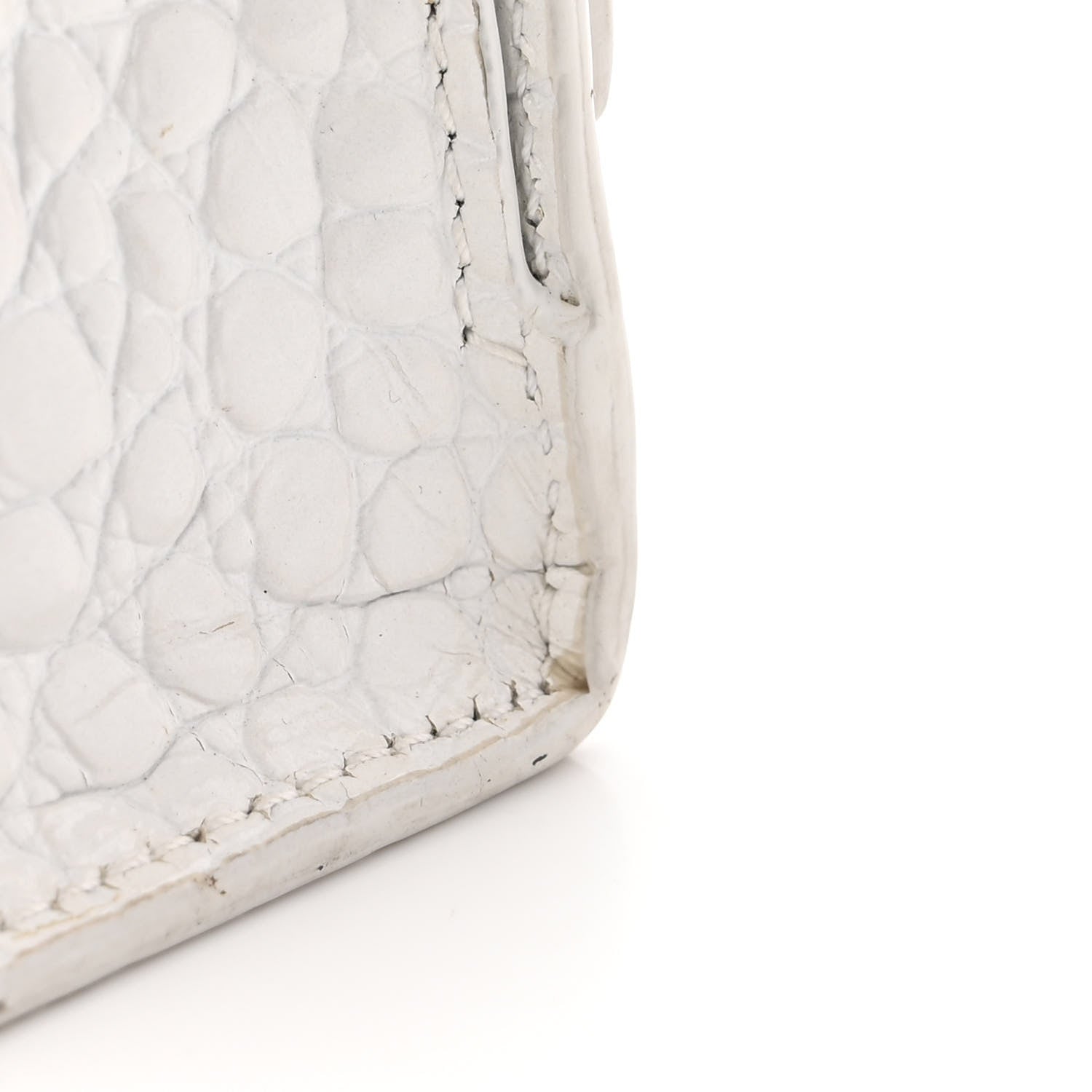 Balenciaga Shiny Calfskin Crocodile Embossed Small Hourglass Sling Shoulder Bag White 12 of 17