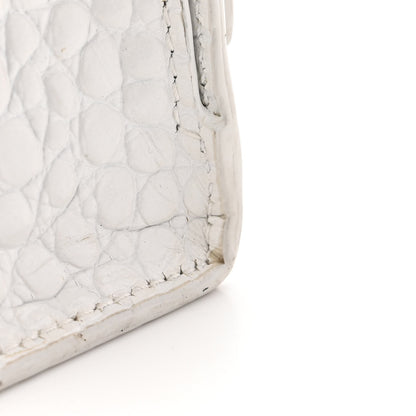Balenciaga Shiny Calfskin Crocodile Embossed Small Hourglass Sling Shoulder Bag White 12 of 17