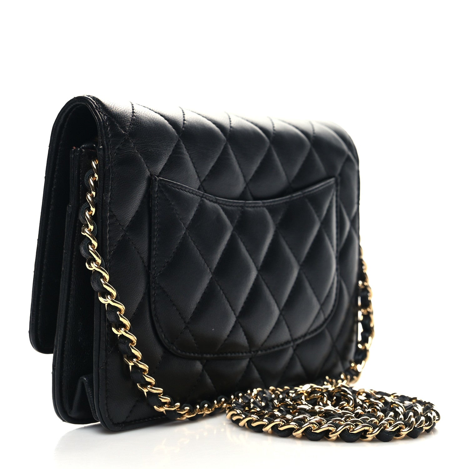 Chanel Lambskin Quilted Wallet On Chain WOC Black 3 of 13