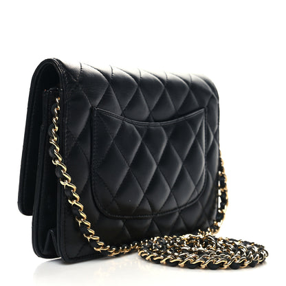 Chanel Lambskin Quilted Wallet On Chain WOC Black 3 of 13