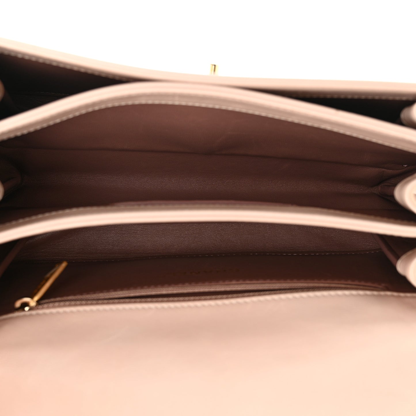 Glazed Calfskin Quilted Small Straight Lined Flap Beige