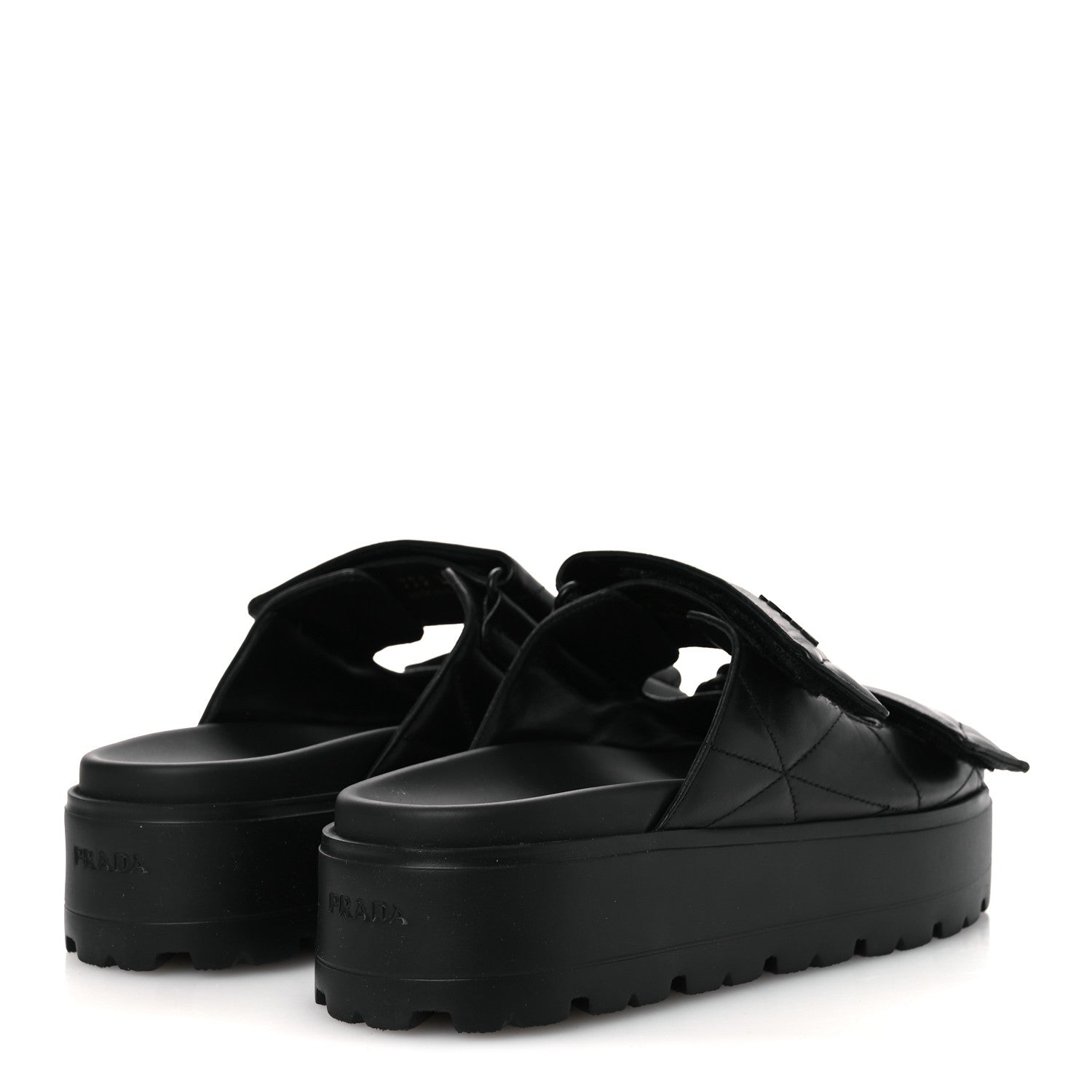 Prada Nappa Quilted Padded Logo Platform Slide Sandals 39.5 Black 4 of 13