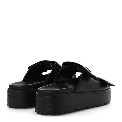 Prada Nappa Quilted Padded Logo Platform Slide Sandals 39.5 Black 4 of 13