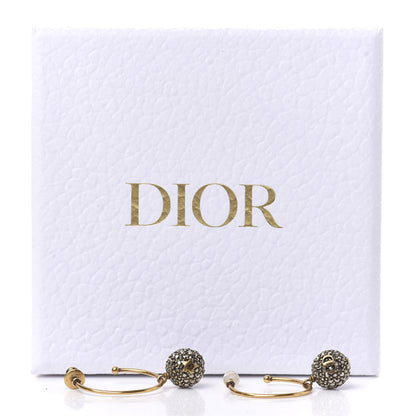 Christian Dior Crystal Star Hoop Earrings Aged Gold 5 of 5