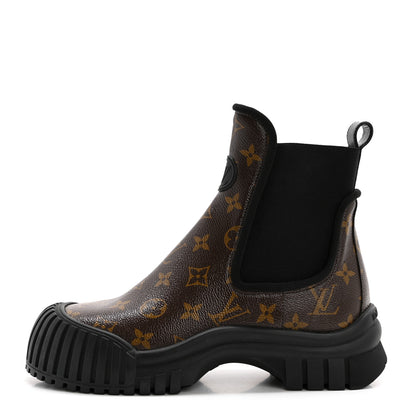 Louis Vuitton Patent Monogram Ruby Flat Ankle Boots 38 Black 1 of 7
