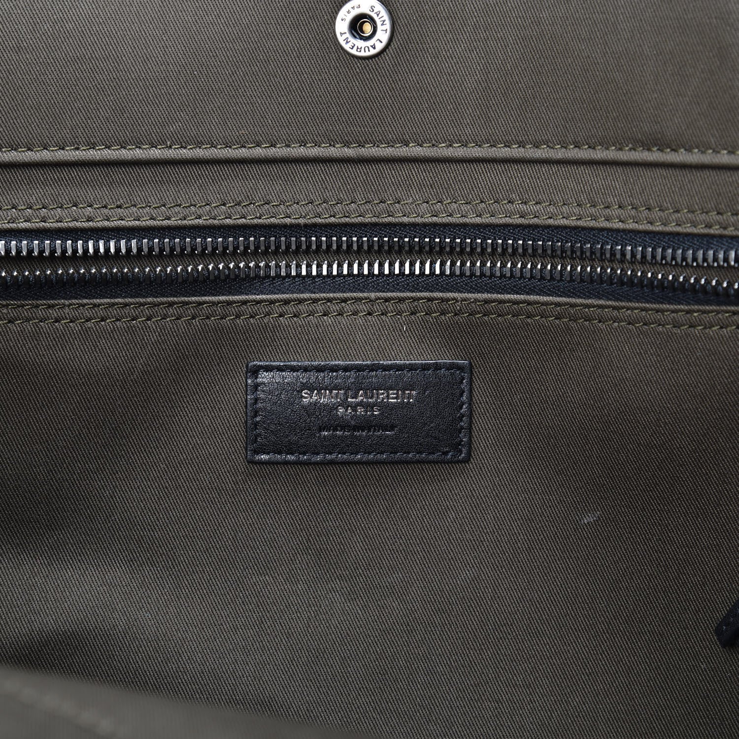 Saint Laurent Linen Calfskin Rive Gauche Tote Khaki 7 of 10