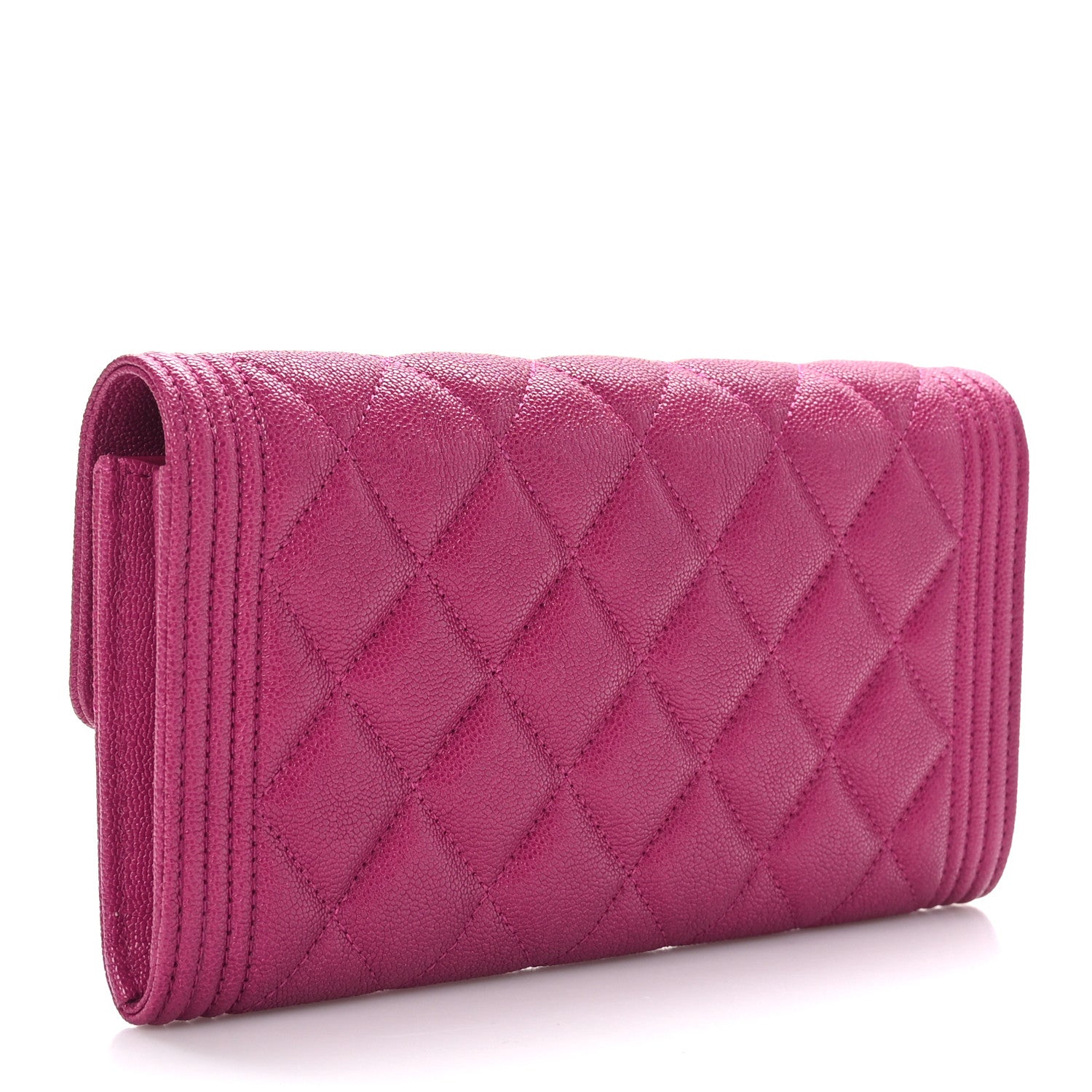 Chanel Caviar Quilted Large Boy Gusset Flap Wallet Fuchsia 3 of 9