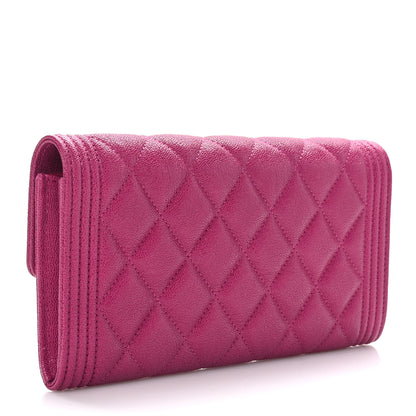 Chanel Caviar Quilted Large Boy Gusset Flap Wallet Fuchsia 3 of 9