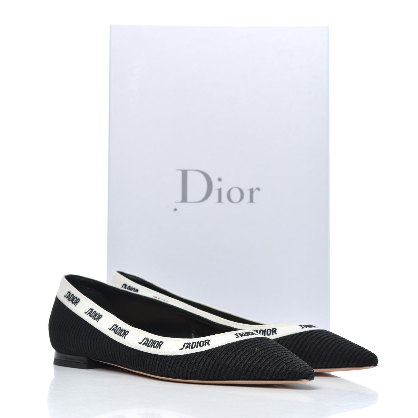 Fabric Ribbon Embroidered J'Adior Ballet Flats 38 Black