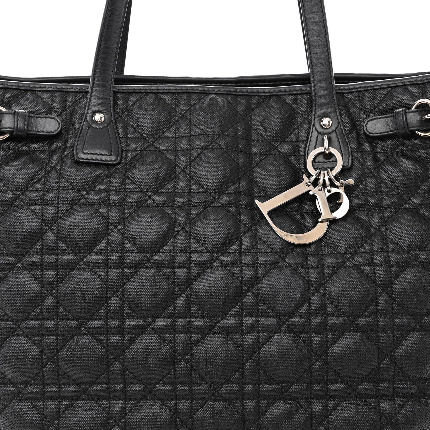 Christian Dior Coated Canvas Cannage Medium Panarea Tote Black 8 of 18