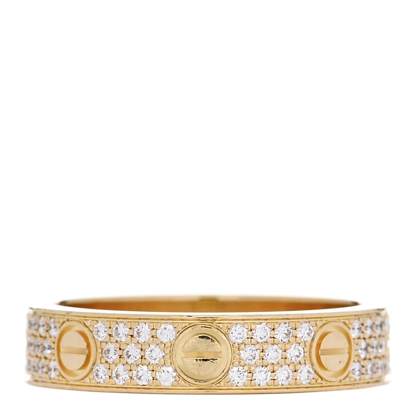 18K Yellow Gold Diamond 4mm LOVE Wedding Paved Band Ring 49 5