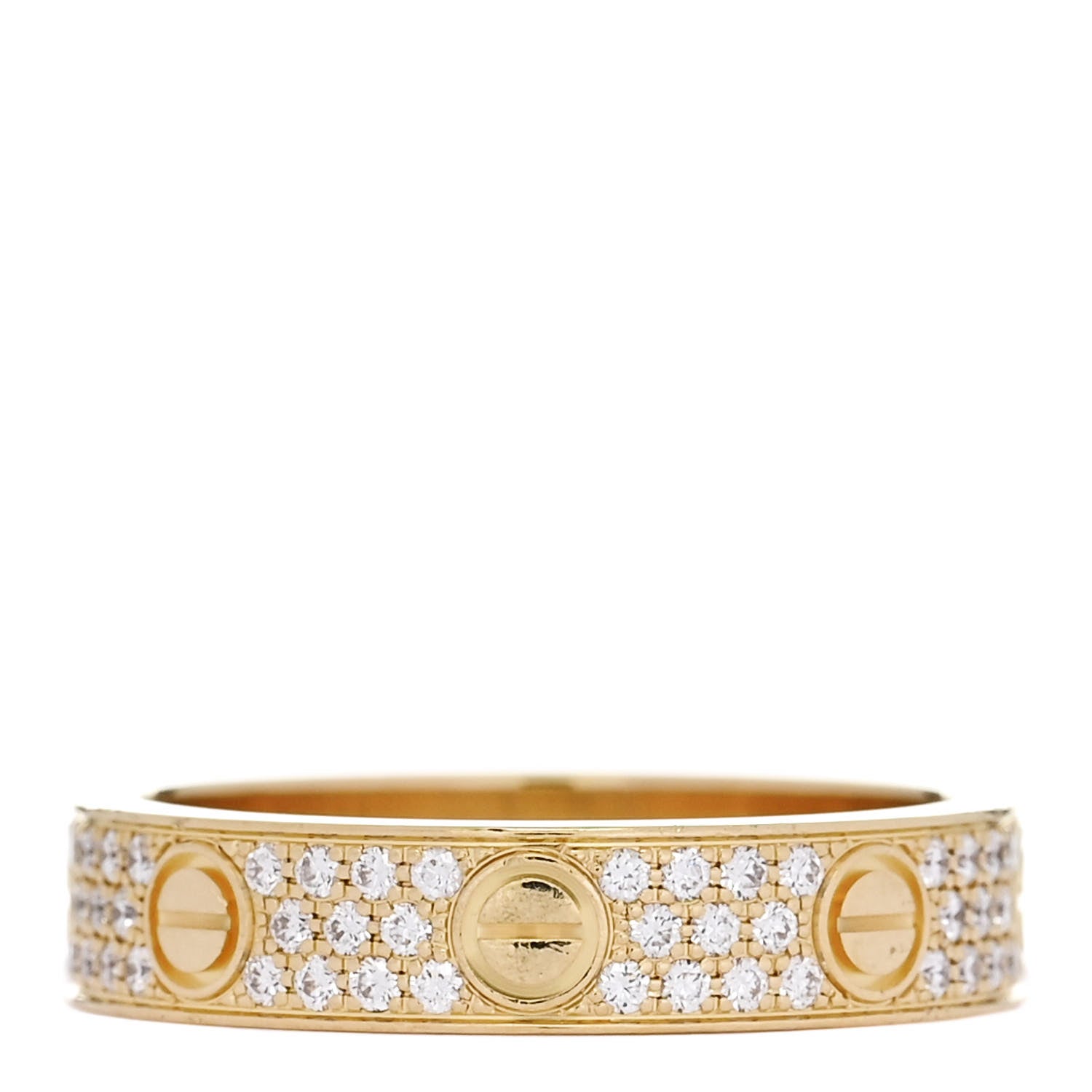 Cartier 18K Yellow Gold Diamond 4mm LOVE Wedding Paved Band Ring 49 5 3 of 5