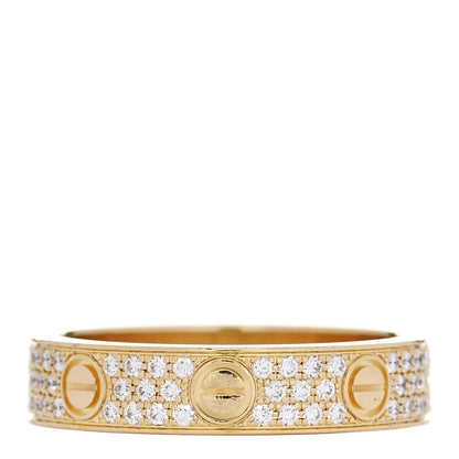 Cartier 18K Yellow Gold Diamond 4mm LOVE Wedding Paved Band Ring 49 5 3 of 5