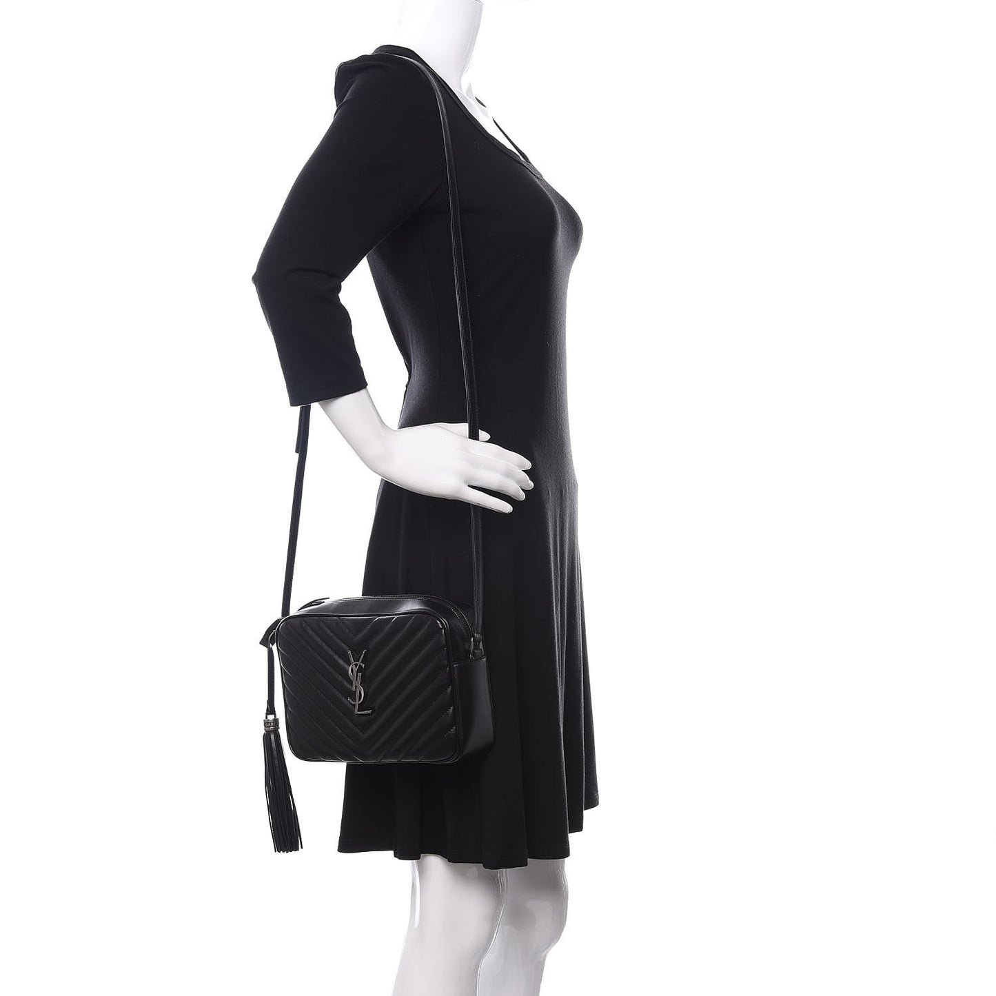 Calfskin Matelasse Monogram Lou Camera Bag Black