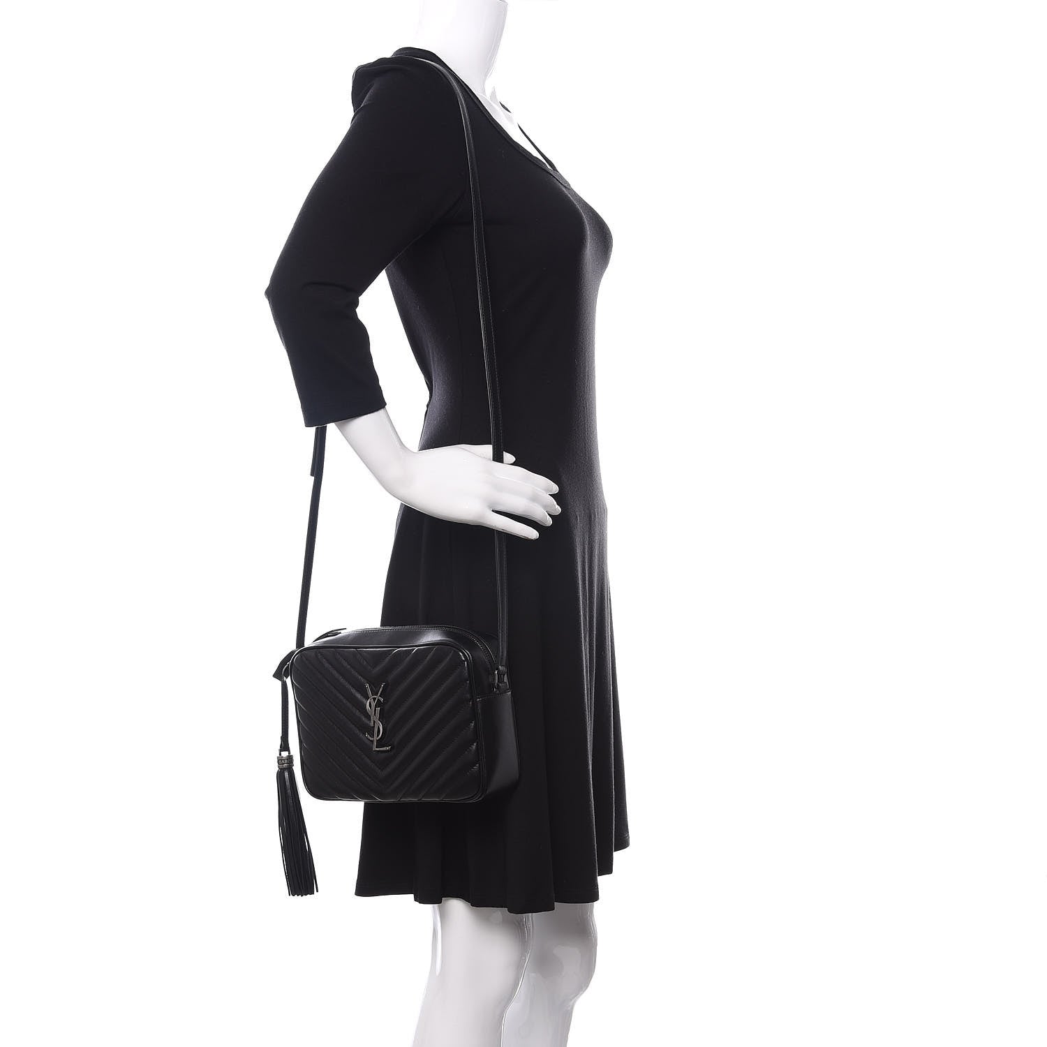 Saint Laurent Calfskin Matelasse Monogram Lou Camera Bag Black 2 of 10