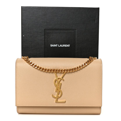 Saint Laurent Grain De Poudre Small Monogram Kate Satchel Nude Powder 12 of 12