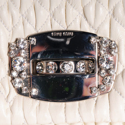 Miu Miu Nappa Matelasse Crystal Flap Clutch White 8 of 11
