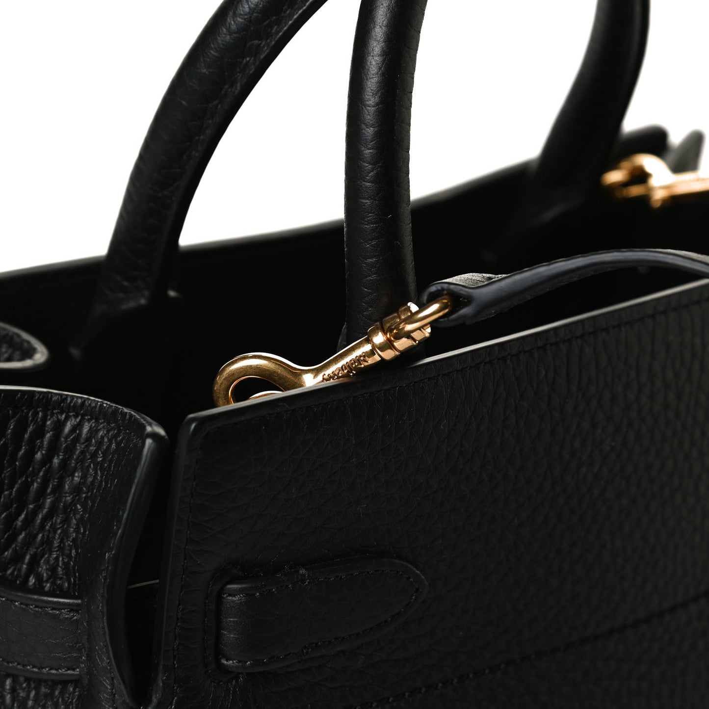 Heavy Grain Small Belted Bayswater Tote Black