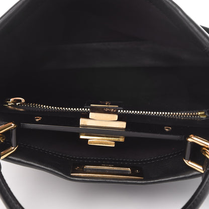 Fendi Vitello Seta Shiny Nappa Medium Peekaboo Iconic Satchel Black 7 of 11