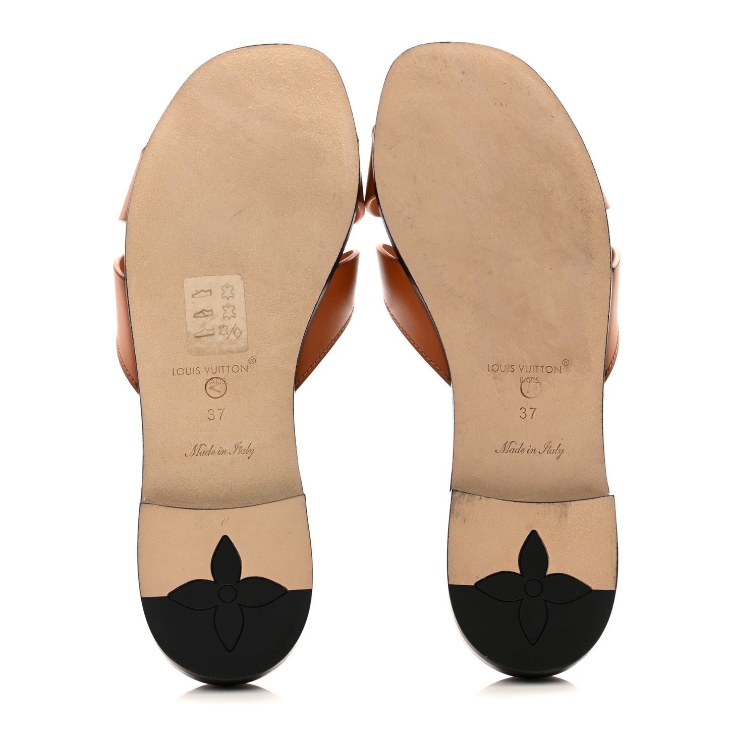 Calfskin LV Isola Flat Sandals 37 Tan