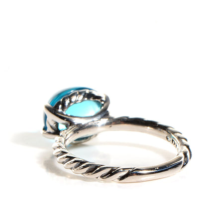 David Yurman Sterling Silver Blue Topaz Cabochon Color Classics Ring 7 3 of 5