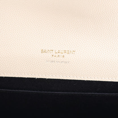 Saint Laurent Grain De Poudre Textured Mixed Matelasse Triquilt Monogram Clutch Crema Soft 6 of 10