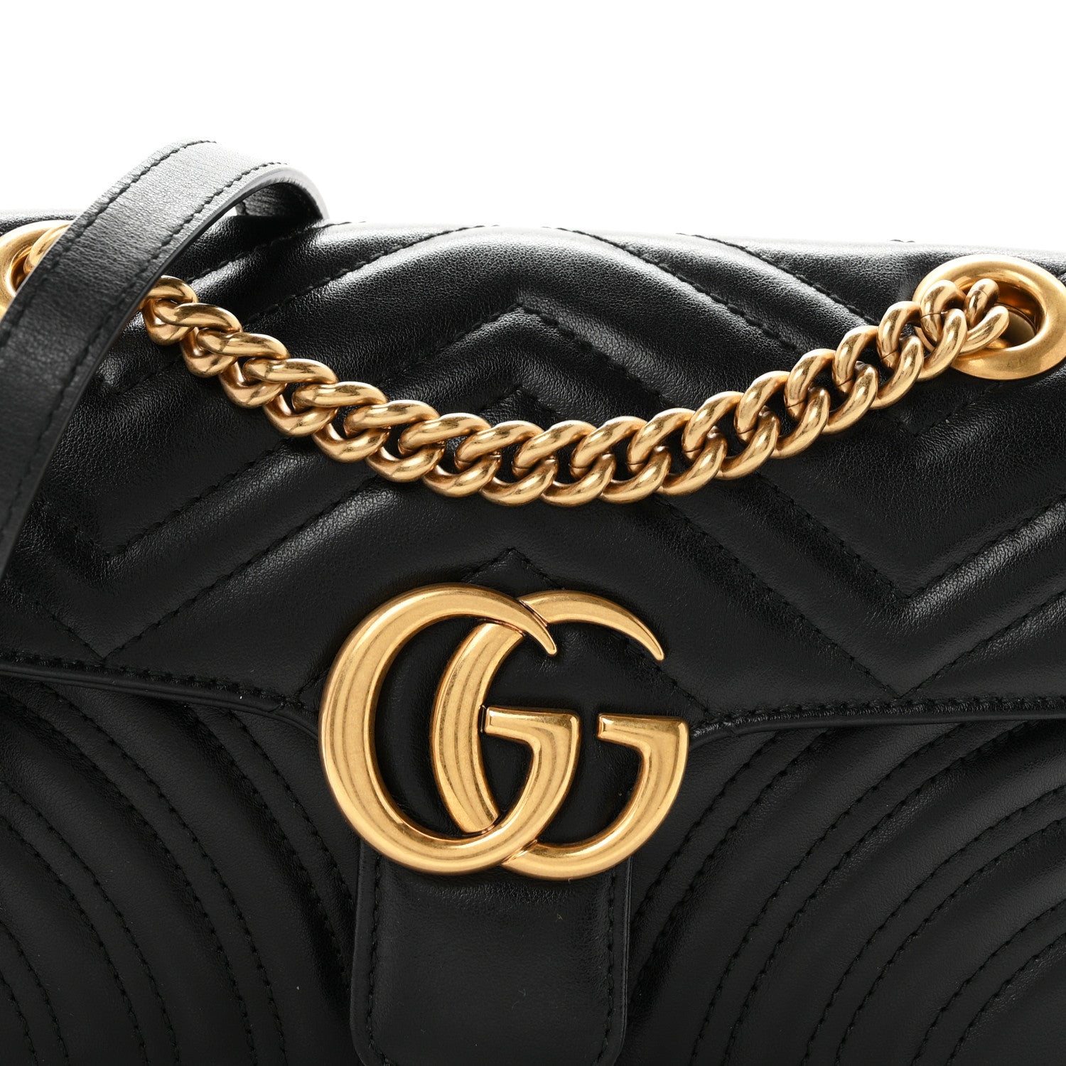 Gucci Calfskin Matelasse Mini GG Marmont Shoulder Bag Black 7 of 9