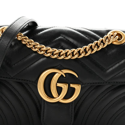 Gucci Calfskin Matelasse Mini GG Marmont Shoulder Bag Black 7 of 9