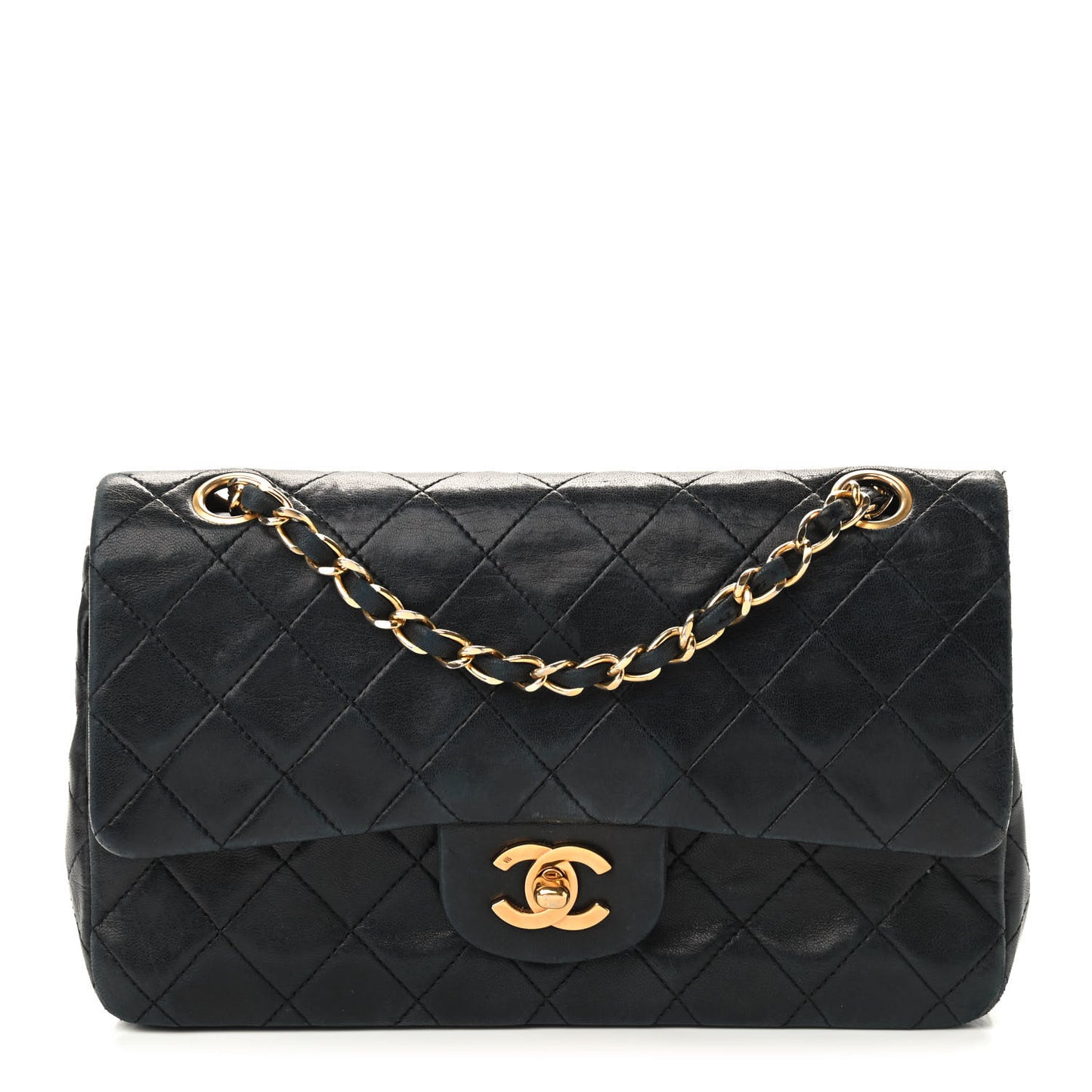 Lambskin Quilted Small Double Flap Black