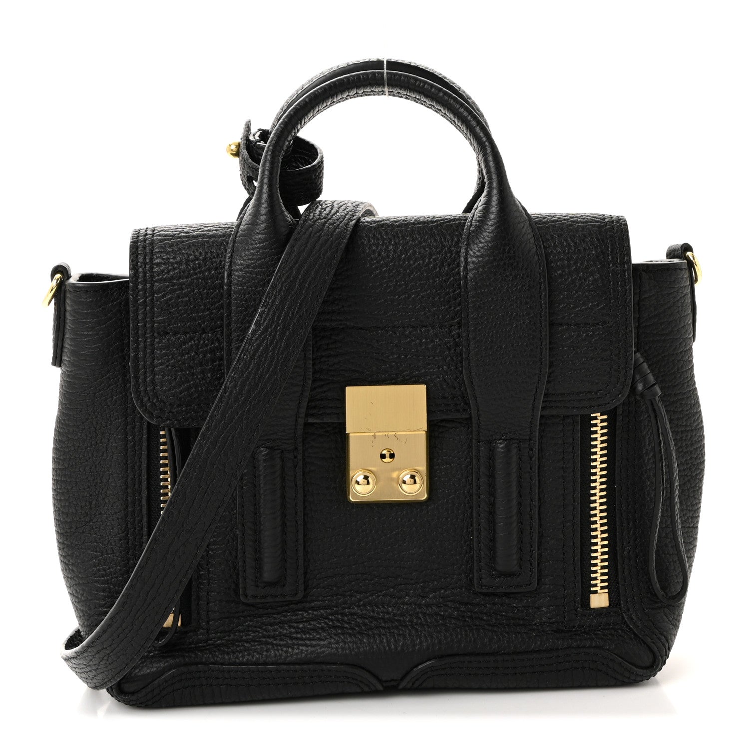 3.1 Phillip Lim Textured Calfskin Mini Pashli Satchel Black 1 of 9