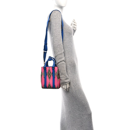 Gucci GG Supreme Monogram Textured Dollar Calfskin Rhombus Mini Tote Bag Beige Ebony Pink Blue 2 of 11