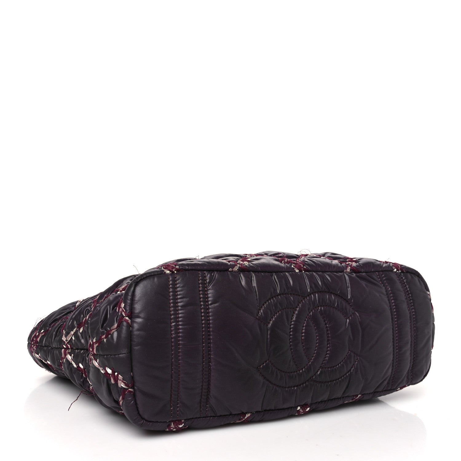 Chanel Nylon Quilted Tweed Stitch Bubble Camera Case Purple 4 of 11